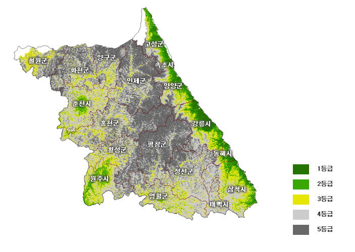 복숭아 재배 안전지대 전자지도(강원지역)) 이미지