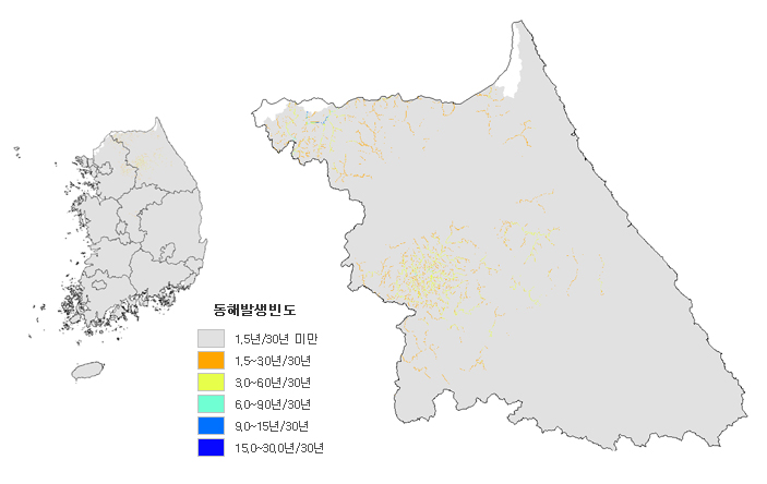 영하 30도 30년간 재현율(%) 이미지