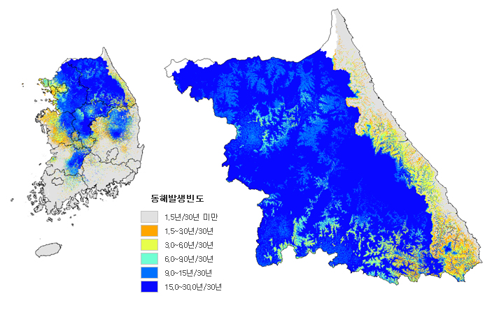 영하 17도 30년간 재현율(%) 이미지