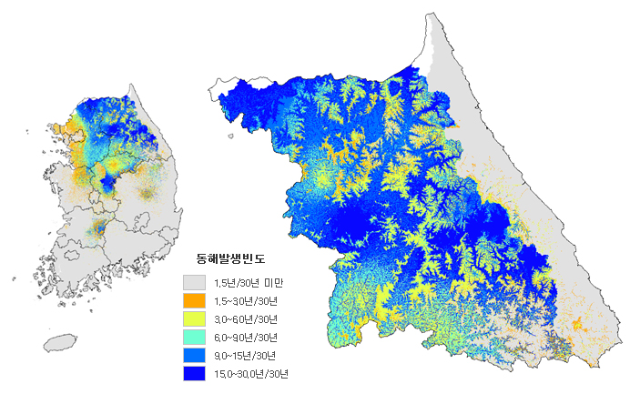 영하 20도 30년간 재현율(%) 이미지